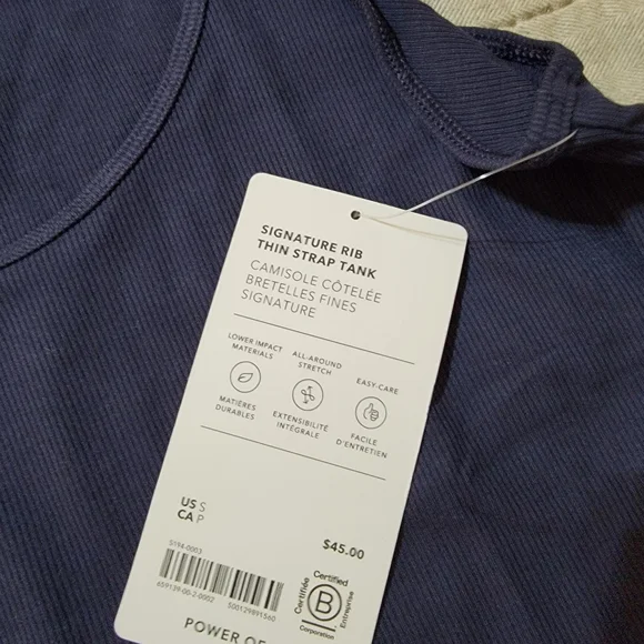 ✨️ NEW Athleta Signature Rib Thin Strap Tank in Navy - Picture 2 of 5